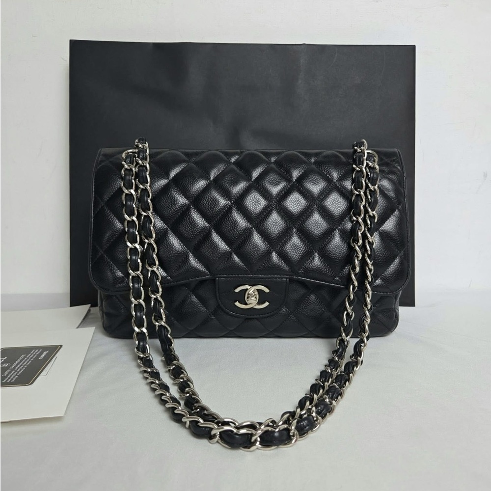 Chanel Classic Jumbo Black Caviar Shoulder Bag